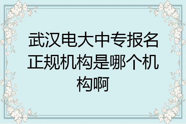 武汉电大中专报名正规机构是哪个机构啊