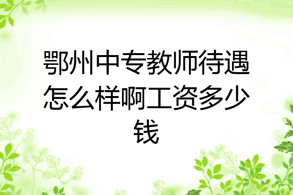 鄂州中专教师待遇怎么样啊工资多少钱