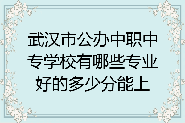 武汉市公办中职中专学校有哪些专业好的多少分能上