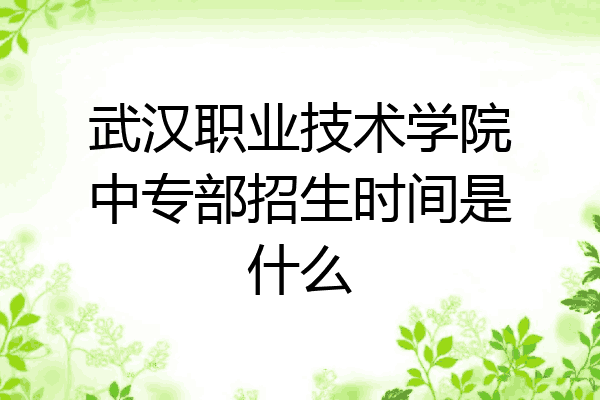 武汉职业技术学院中专部招生时间是什么