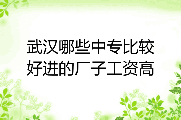 武汉哪些中专比较好进的厂子工资高