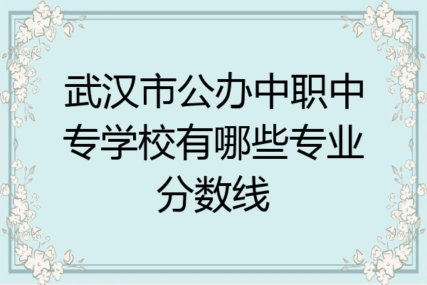 武汉市公办中职中专学校有哪些专业分数线