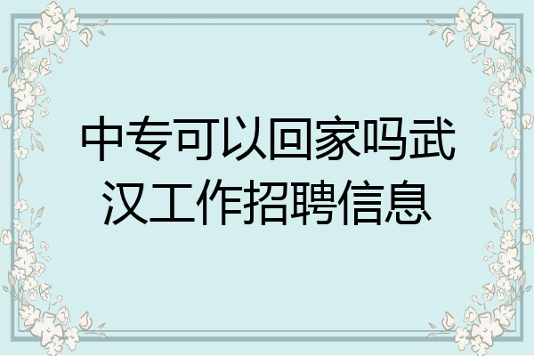 中专可以回家吗武汉工作招聘信息