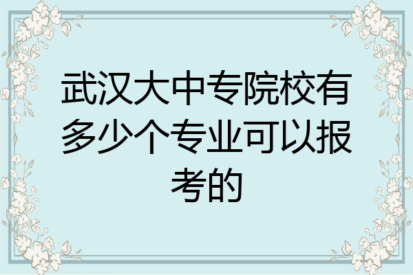 武汉大中专院校有多少个专业可以报考的