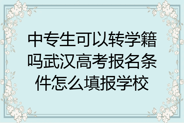 中专生可以转学籍吗武汉高考报名条件怎么填报学校