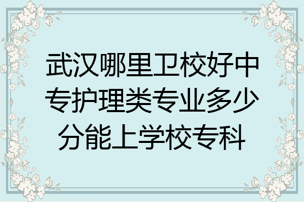 武汉哪里卫校好中专护理类专业多少分能上学校专科