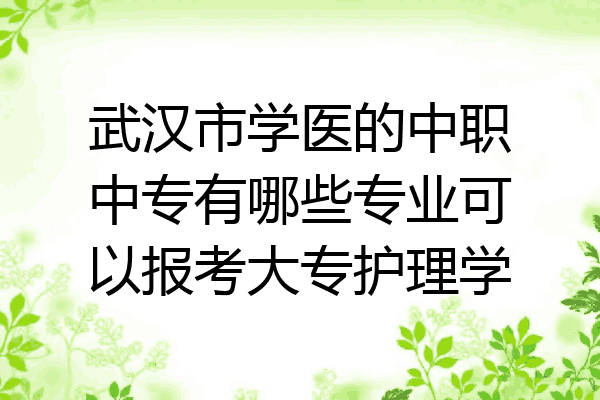 武汉市学医的中职中专有哪些专业可以报考大专护理学