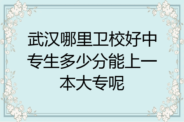 武汉哪里卫校好中专生多少分能上一本大专呢