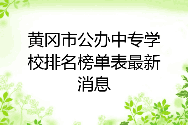 黄冈市公办中专学校排名榜单表最新消息
