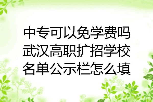 中专可以免学费吗武汉高职扩招学校名单公示栏怎么填