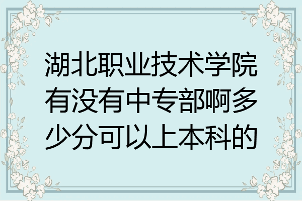 湖北职业技术学院有没有中专部啊多少分可以上本科的