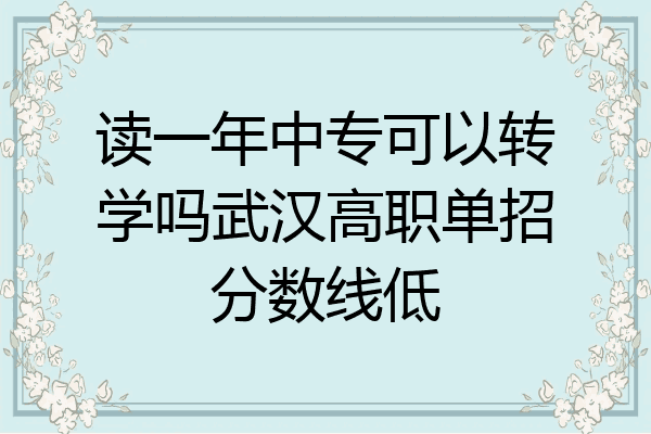 读一年中专可以转学吗武汉高职单招分数线低