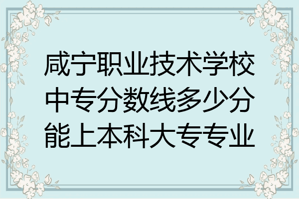 咸宁职业技术学校中专分数线多少分能上本科大专专业
