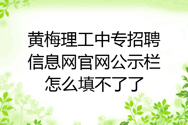 黄梅理工中专招聘信息网官网公示栏怎么填不了了