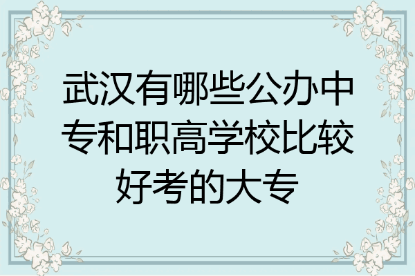 武汉有哪些公办中专和职高学校比较好考的大专