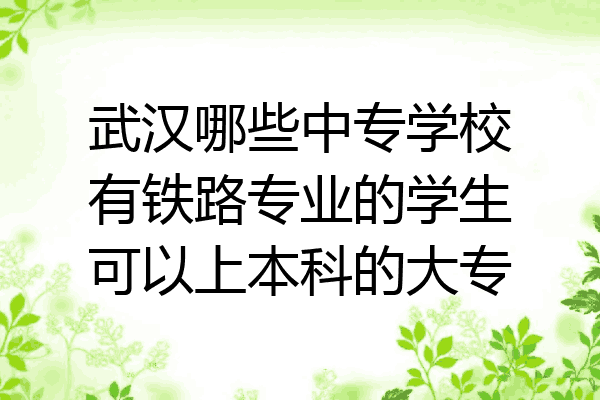 武汉哪些中专学校有铁路专业的学生可以上本科的大专