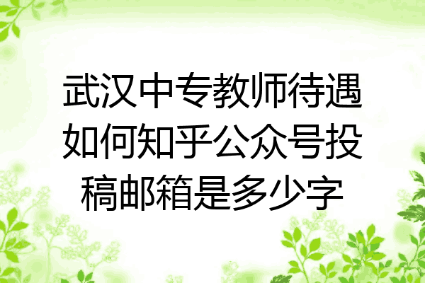 武汉中专教师待遇如何知乎公众号投稿邮箱是多少字