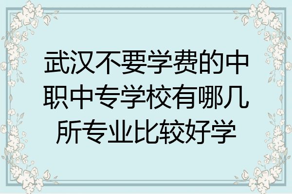 武汉不要学费的中职中专学校有哪几所专业比较好学