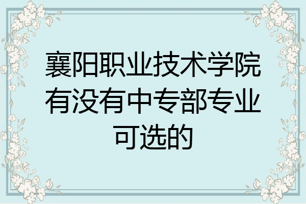 襄阳职业技术学院有没有中专部专业可选的