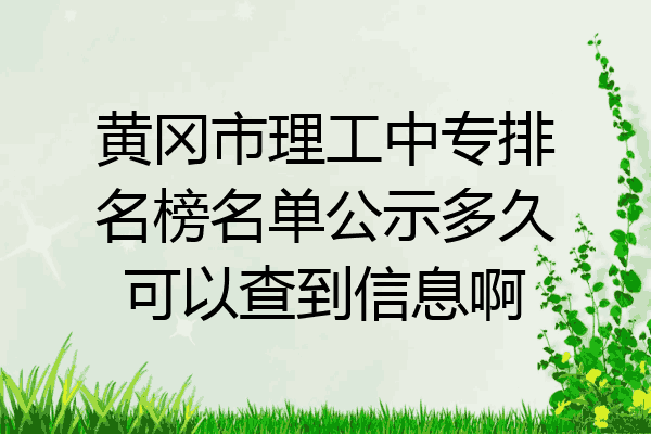黄冈市理工中专排名榜名单公示多久可以查到信息啊