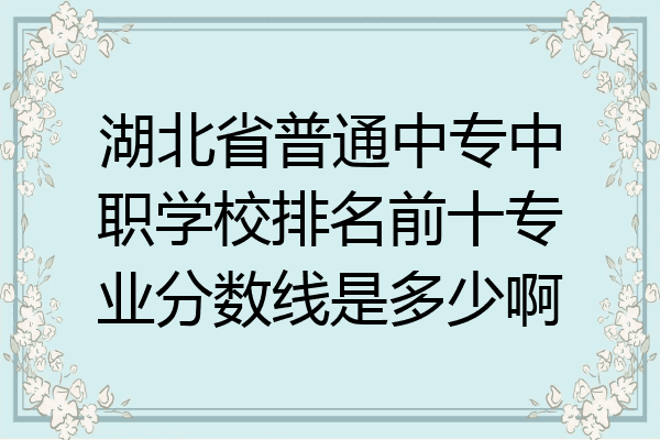 湖北省普通中专中职学校排名前十专业分数线是多少啊