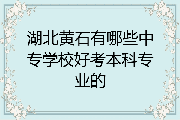 湖北黄石有哪些中专学校好考本科专业的