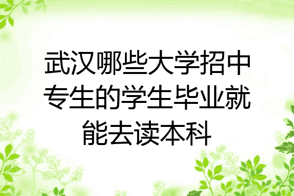 武汉哪些大学招中专生的学生毕业就能去读本科