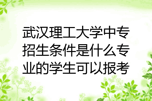 武汉理工大学中专招生条件是什么专业的学生可以报考
