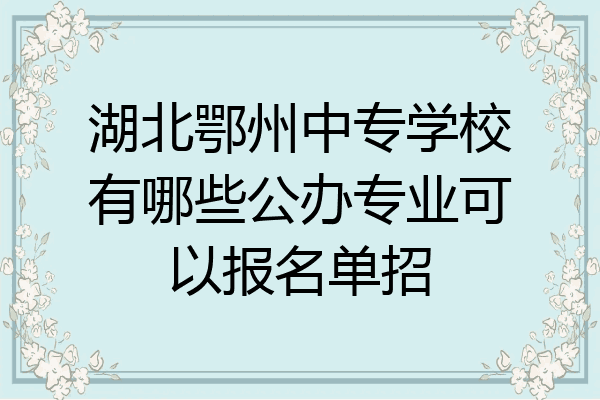 湖北鄂州中专学校有哪些公办专业可以报名单招