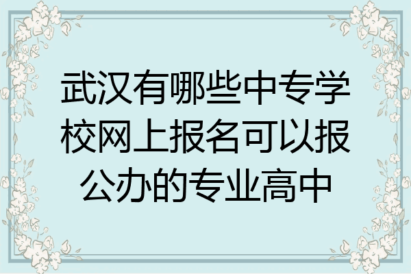 武汉有哪些中专学校网上报名可以报公办的专业高中