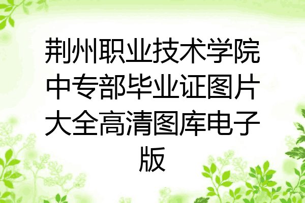 荆州职业技术学院中专部毕业证图片大全高清图库电子版