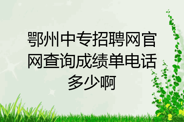 鄂州中专招聘网官网查询成绩单电话多少啊