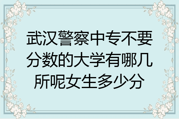 武汉警察中专不要分数的大学有哪几所呢女生多少分