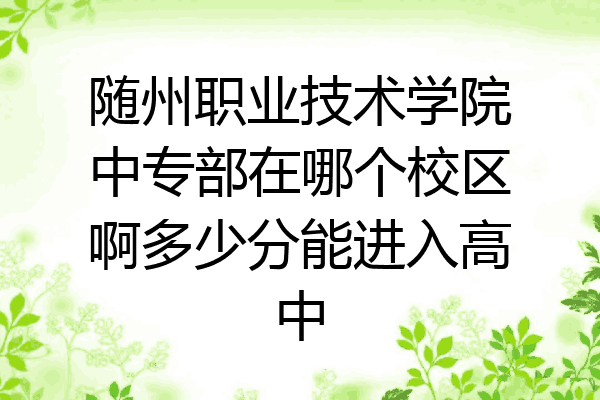 随州职业技术学院中专部在哪个校区啊多少分能进入高中