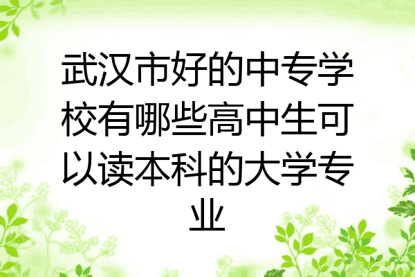 武汉市好的中专学校有哪些高中生可以读本科的大学专业