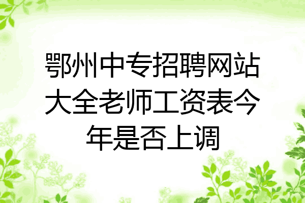 鄂州中专招聘网站大全老师工资表今年是否上调
