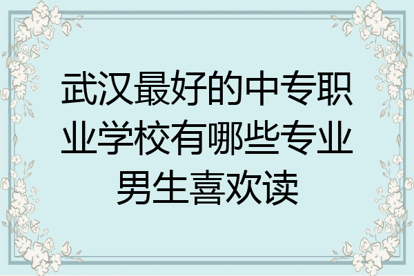 武汉最好的中专职业学校有哪些专业男生喜欢读