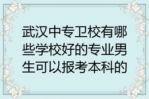 武汉中专卫校有哪些学校好的专业男生可以报考本科的