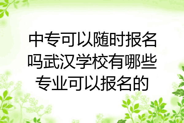 中专可以随时报名吗武汉学校有哪些专业可以报名的