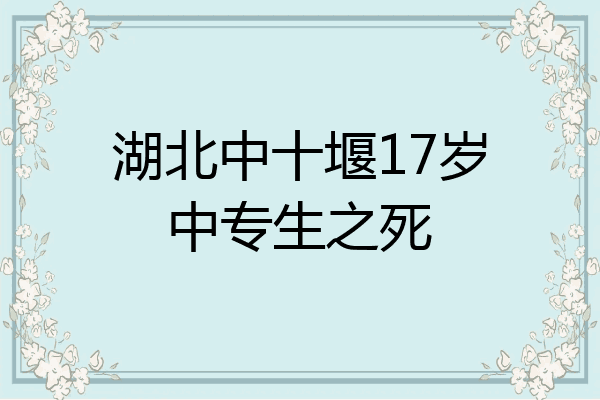 湖北中十堰17岁中专生之死
