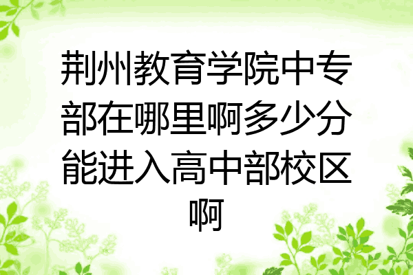 荆州教育学院中专部在哪里啊多少分能进入高中部校区啊