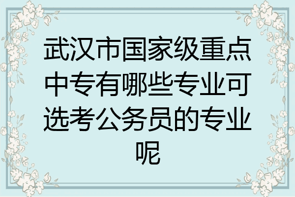 武汉市国家级重点中专有哪些专业可选考公务员的专业呢