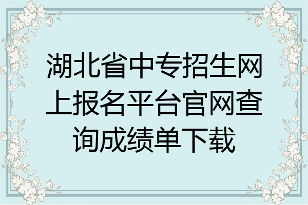湖北省中专招生网上报名平台官网查询成绩单下载