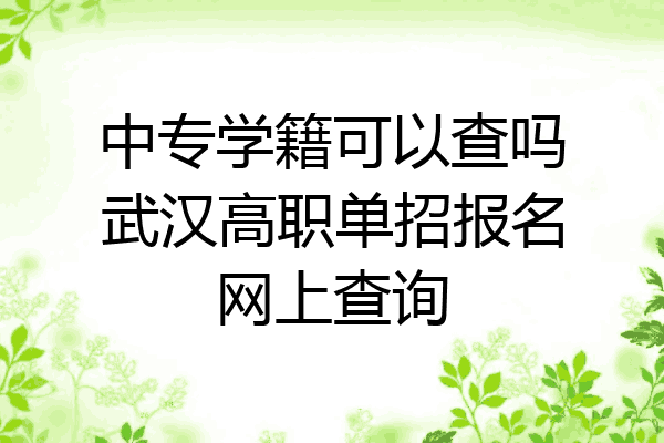 中专学籍可以查吗武汉高职单招报名网上查询