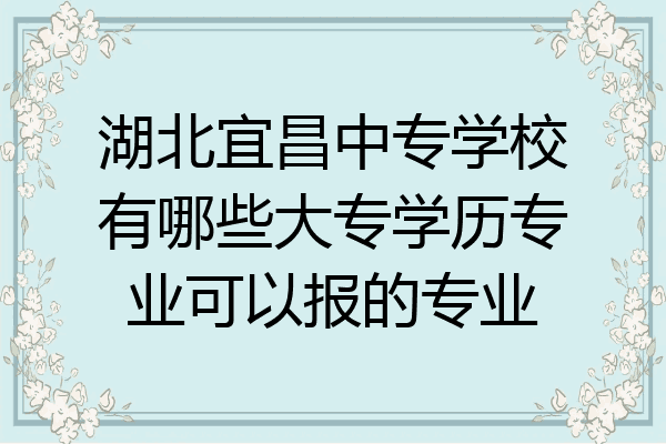 湖北宜昌中专学校有哪些大专学历专业可以报的专业