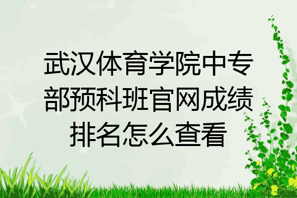 武汉体育学院中专部预科班官网成绩排名怎么查看