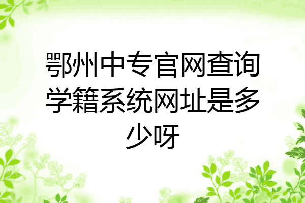 鄂州中专官网查询学籍系统网址是多少呀