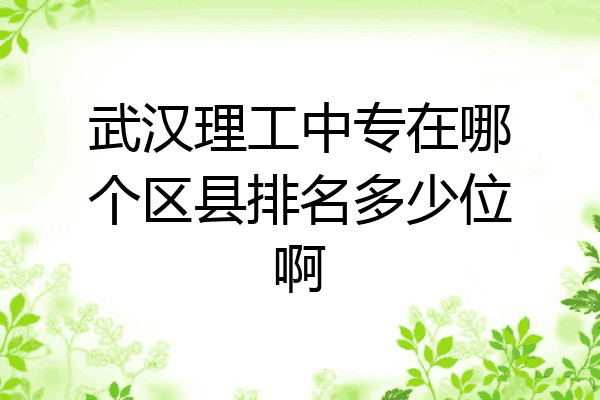武汉理工中专在哪个区县排名多少位啊