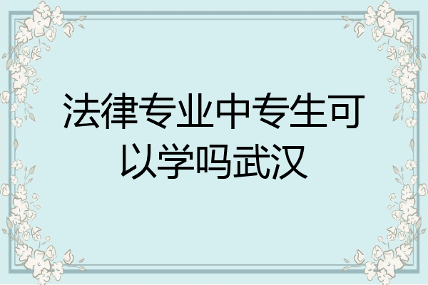 法律专业中专生可以学吗武汉