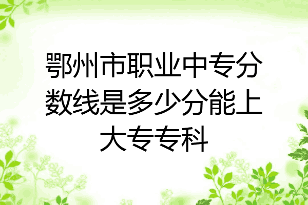 鄂州市职业中专分数线是多少分能上大专专科